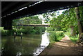 Railway bridge and pipebridge over the River Wey in GU3 1LT