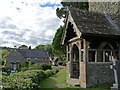 The porch of St James Church, Wigmore in HR6 9UJ