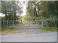 Two parallel gates at field entrance, Usk Road in Sir Fynwy - Monmouthshire