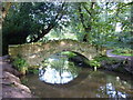 A stone footbridge in Meanwood Park, Leeds in LS16 5PR