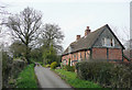 Lane and old cottages north of Enville, Staffordshire in DY7 5JS