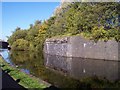 Remains of railway bridge over the Leeds Liverpool Canal in WN7 3AN