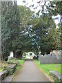 The path to the church in Llanbadarn Fawr in SY23 3RH