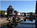 Footbridge and clock tower in SA61 2LG