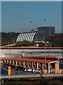 View of B&Q car park with the new Sheffield City College building beyond in S2 3PP