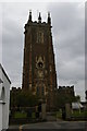 Cullompton Church: the tower from the west in Cullompton St. Andrews Ward