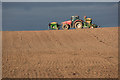 Tractor in a field at Burnside Farm, Stanley in PH1 4QU
