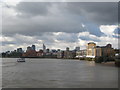 Looking up the Thames at Limehouse Reach in SE16 5FX