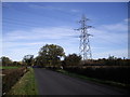 Pylon and power lines, Kennmoor Rd, Kenn, near Mawkin's Bridge in BS21 6TP