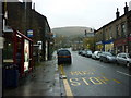 Looking up Peel Street towards Manchester Road, Marsden in HD7 6BU