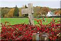 Footpath sign and berry crop in HR9 7WG