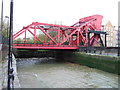 Red lifting bridge, Rotherhithe, London in SE16 5AD