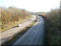 A4232 bends away from Drope Road, Cardiff in CF5 4UB