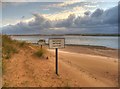 Newburgh: road sign among the dunes in AB41 6FG