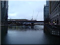 View of the DLR crossing West India Quay in E14 0BG