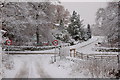 Snowy roads at Morning Hill, Peebles in EH45 9HN