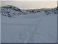 Braid Hills - tracks in the snow in EH10 6TU