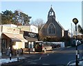 Two shops and church bell tower, Tongwynlais in Tongwynlais Community