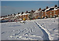 Recreation ground under snow in S44 6PZ
