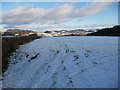 Empty snow fields above the Vyrnwy in SY22 6JN