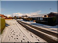 Necton: footprints in the snow in Chantry Lane in PE37 8EY
