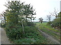 Footpath sign just south of Woodmancote in PO10 8RD