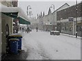Quay Street, Ammanford in the snow in SA18 2BT