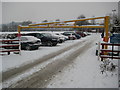 Snow-covered car park in WR8 0LF