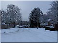 Sylvan Drive in the snow in SO52 9NP