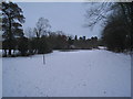 Snowy scene in Ossington Park in NG23 6LL