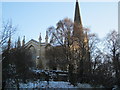 St Matthews Church in the snow in WS1 2AJ
