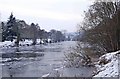 The frozen River Severn by Riverside Meadows, Stourport-on-Severn in DY13 0TA