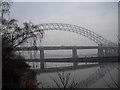 The Runcorn-Widnes bridges on a misty winter's day in WA7 1LJ