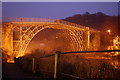The Ironbridge illuminated at dusk on New Year's Eve 2010 in TF8 7JT