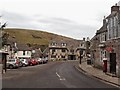 The Bankes Arms Hotel and the Post Office from the Square, Corfe Castle in BH20 5JG