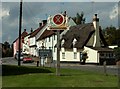Village sign at Thaxted, Essex in CM6 2LH