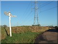 Three Elms Cross and power lines in EX15 2NJ
