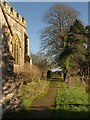 Path beside church, Morchard Bishop in EX17 6RU