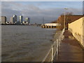 Thames Path at high tide in SE10 9UW
