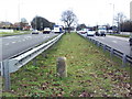 Milestone in the central reservation of the A40 at the approach to the Thornhill P&R in OX3 8EN