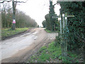 Footpath/bridleway crossing Park Common Lane in NR16 2HE