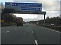 M56 Motorway approaching junction 9 in WA4 4TQ