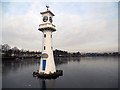 Roath Park Lake and Scott Memorial in CF14 3QJ