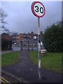 Road sign with stripy pole, Croft Avenue in RH4 1LN