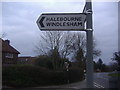 Sign at junction of Halebourne Lane, West End in GU24 8DL