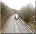 A467 south of a footbridge, Cwmcarn in NP11 5GT