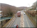 A467 north of a footbridge, Cwmcarn in NP11 5GT