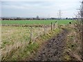 Fenced footpath turning north in S71 3FB