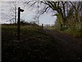 Footpath leaves road south east of Selborne in GU34 3BY