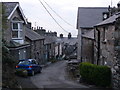 A winding street in Harlech town in LL46 2YT